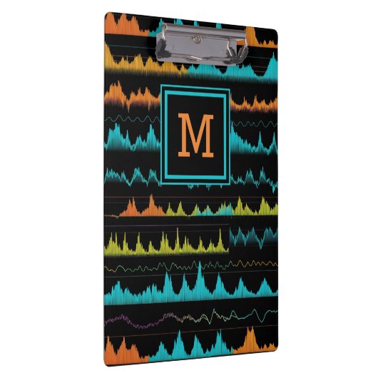 Porte-bloc Modern Audio Waveform & Sound Frequency Monogram (Swatch)