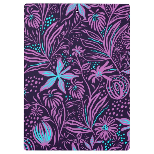 Porte-bloc Modern Dark Purple Floral Pattern Personalised (Dos)
