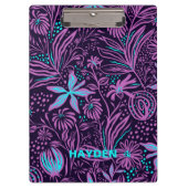 Porte-bloc Modern Dark Purple Floral Pattern Personalised (Devant)