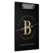 Porte-bloc Modern Girly Black Gold Nom Script Monogramme (Swatch)
