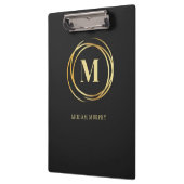 Porte-bloc Modern metallic gold circle shape monogram black (Gauche)