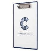 Porte-bloc Modern Navy Blue Border Custom Stationery (Gauche)
