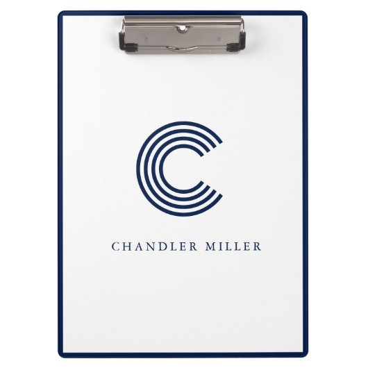 Porte-bloc Modern Navy Blue Border Custom Stationery (Devant)