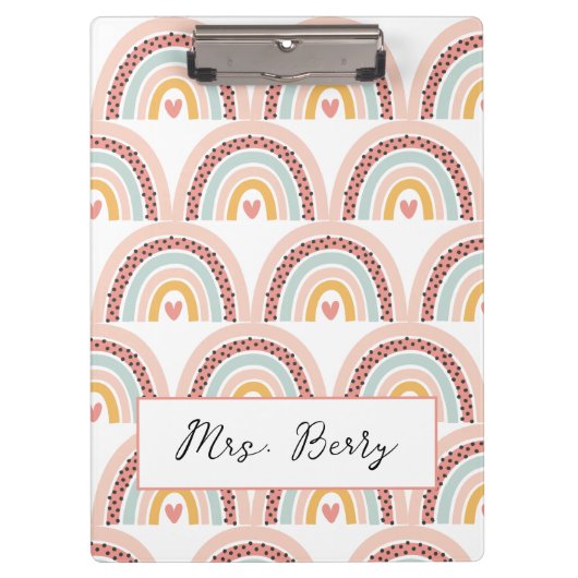 Porte-bloc Modern Rainbow Teacher Ajouter Votre Nom (Devant)