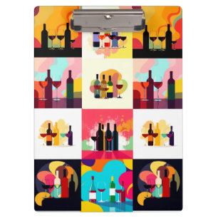 Porte-bloc Modern Wine Set Silhouette Collage – Bold Colorful