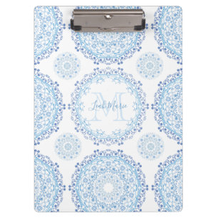 Porte-bloc Moderne Bleu tendance chic Mandala Monogramme