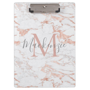Porte-bloc Moderne Chic Rose en marbre or Monogramme à huile 