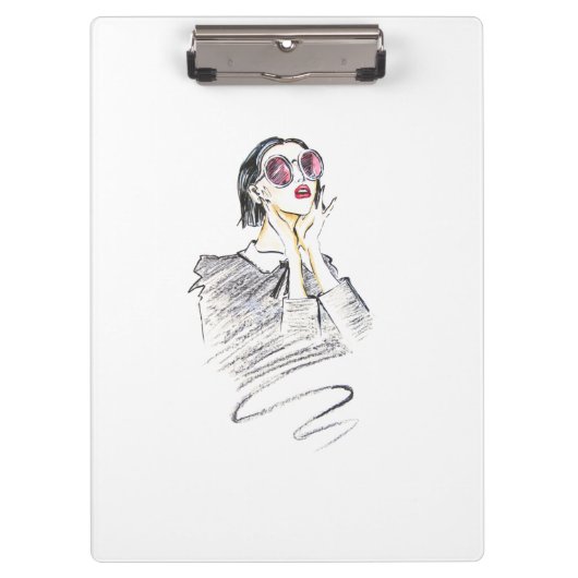 Porte-bloc Moderne Fille à la mode Noir et Rouge tendance (Devant)