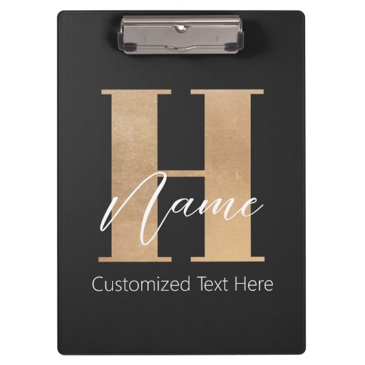 Porte-bloc Moderne Monogramme Initiale H & Nom Personnalisé (Devant)