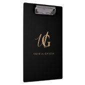 Porte-bloc Moderne monogrammé noir et or Script (Swatch)