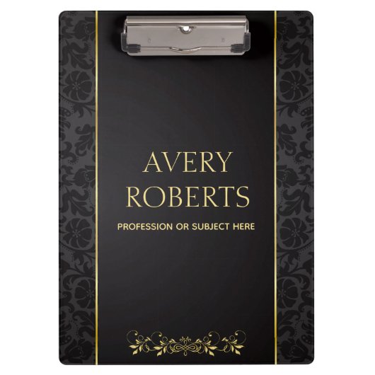 Porte-bloc Moderne professionnel métal Floral or noir (Devant)