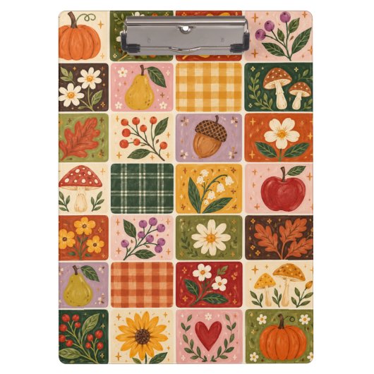 Porte-bloc Moisson d'Automne Motif Patchwork Floral – Rustiqu (Devant)