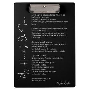 Porte-bloc Mon coeur est en feu encouragement poème poésie po