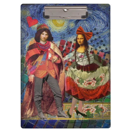 Porte-bloc Mona Lisa Romantic Funny Art coloré (Devant)