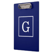 Porte-bloc Monogram initial de la Navy Blue White Framed (Gauche)