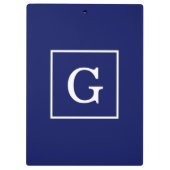 Porte-bloc Monogram initial de la Navy Blue White Framed (Dos)