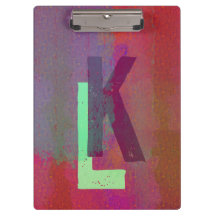 Monogram Initials Grunge Funky Purple Green Art