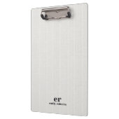 Porte-bloc Monogram Minimalistic White Burlap Gray Typography (Gauche)