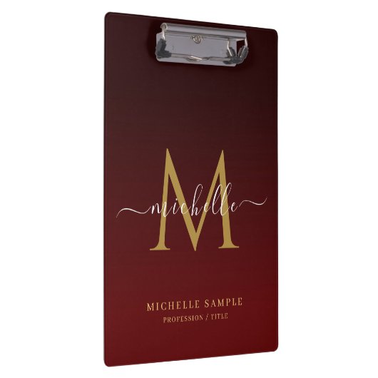 Porte-bloc Monogram Red Black Gold Calligraphy Personalized (Swatch)