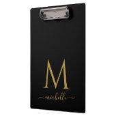 Porte-bloc Monogram Typography Script Personalized Black Gold (Gauche)