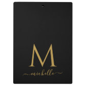Porte-bloc Monogram Typography Script Personalized Black Gold (Dos)