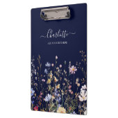Porte-bloc Monogram Watercolor Rustic Pretty Wildflower Field (Gauche)