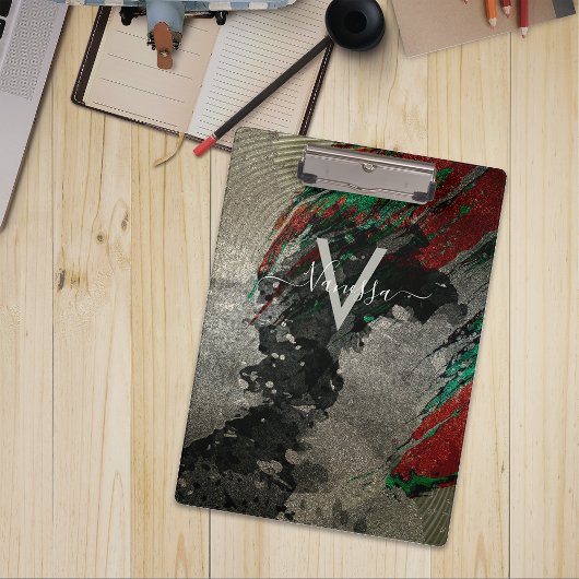 Porte-bloc Monogramme Abstrait Glitterie Or Glam Faux