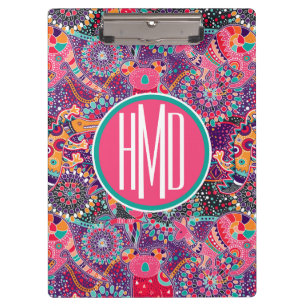 Porte-bloc Monogramme animal du motif de style ethnique