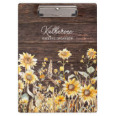 Porte-bloc Monogramme Aquarelle Tournesol jaune bois (Devant)