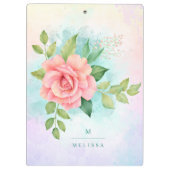 Porte-bloc Monogramme Aquarelle Turquoise Ombre Rose rose (Dos)