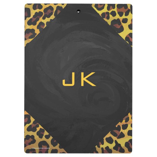 Porte-bloc Monogramme avec léopard Brown et jaune (Dos)