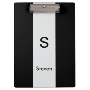 Porte-bloc Monogramme bicolore moderne noir et gris clair