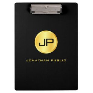 Porte-bloc Monogramme Black Gold Moderne Modèle élégant