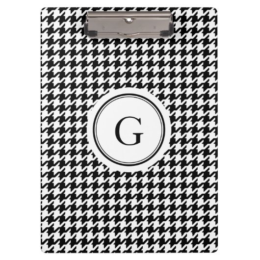 Porte-bloc Monogramme blanc noir chic de motif de (Devant)
