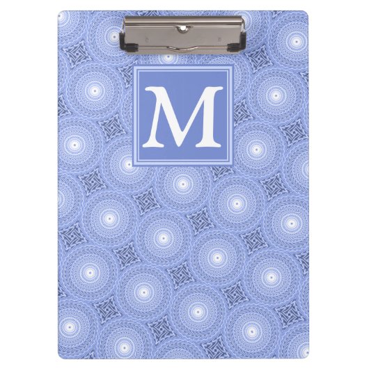 Porte-bloc Monogramme bleu cercles motif (Devant)