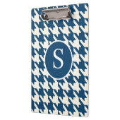 Porte-bloc Monogramme bleu et blanc classique Houndstooth (Gauche)