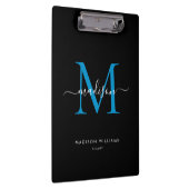 Porte-bloc Monogramme bleu océan noir Nom élégant du script (Swatch)