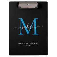 Monogramme bleu océan noir Nom élégant du script