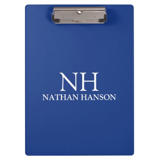 Porte-bloc Monogramme bleu simple moderne (Devant)
