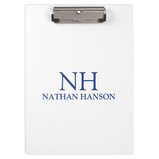 Porte-bloc Monogramme bleu simple moderne (Devant)