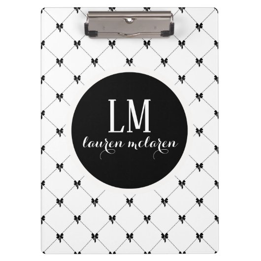 Porte-bloc Monogramme bow en noir et blanc (Devant)