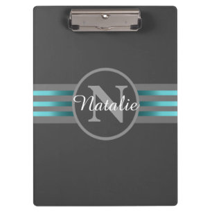 Porte-bloc Monogramme Cercle Silhouette Gris et Noir