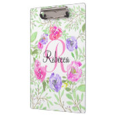 Porte-bloc Monogramme d'aquarelle florale de Peony rose (Gauche)