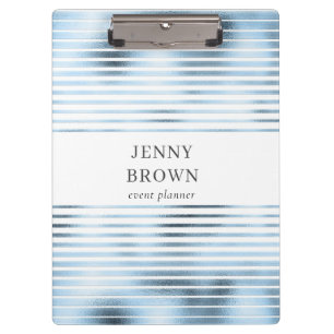 Porte-bloc monogramme de bandes de feuille bleu métallique