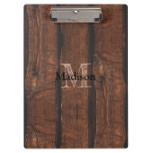 Porte-bloc Monogramme de bois ancien brun foncé rustique (Devant)