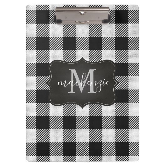 Porte-bloc Monogramme de Buffle Blanc Noir Moderne (Devant)
