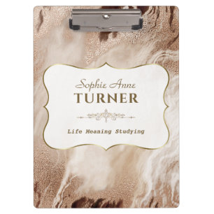 Porte-bloc Monogramme de cadre or en marbre or élégant