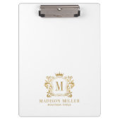 Porte-bloc Monogramme de couronne de crête royale d'or (Devant)