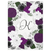 Porte-bloc Monogramme de couronne de fleurs violet et blanc (Dos)