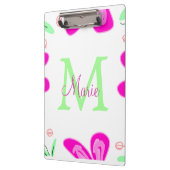 Porte-bloc monogramme de fleur rose ajouter nom lettre feuill (Gauche)